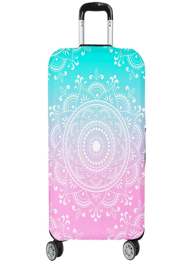 Lattlefnki Luggage Covers for Suitcase Elastic Suitcase Covers Luggage Protector Anti-scratch Fits 24-26 Inch Pink Blue Mandala - Image 1